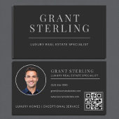 Black Silver Real Estate Agent QR Code Visitekaartje
