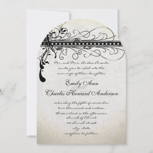 Black Silver Renaissance Medieval Invitations Kaart (Voorkant)