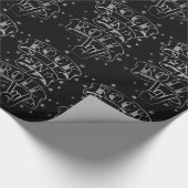 Black & Silver Rock- en Roll-Logo-omslagpapier Cadeaupapier (Hoek)