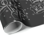 Black & Silver Rock- en Roll-Logo-omslagpapier Cadeaupapier (Rol Hoek)