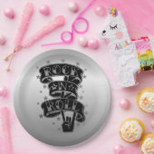 Black & Silver Rock & Roll Logo Paper Borden 2 Papieren Bordje (Feest)