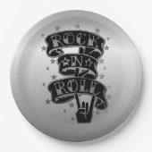 Black & Silver Rock & Roll Logo Paper Borden 2 Papieren Bordje (Voorkant)