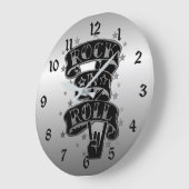 Black & Silver Rock- & Roll Logo Round-wandklok Grote Klok (Hoek)