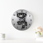 Black & Silver Rock- & Roll Logo Round-wandklok Grote Klok (Huis)