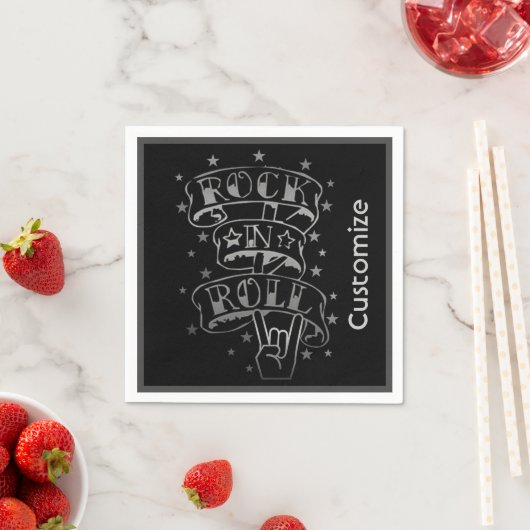 Black & Silver Rock & Roll Logo Servet (Insitu)