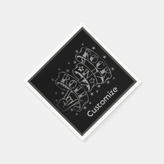 Black & Silver Rock & Roll Logo Servet (Hoek)