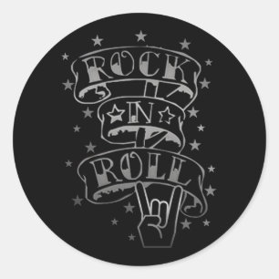Black & Silver Rock & Roll Logo Stickers