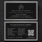 Black Silver Roofing Construction Services QR Code Visitekaartje