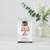 Black Silver Roos Gold Cake Pastry Chef Bakery Visitekaartje (Staand voorkant)