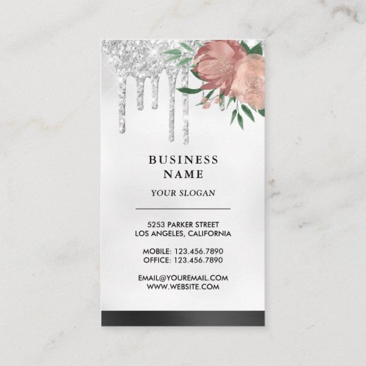 Black Silver Roos Gold Cake Pastry Chef Bakery Visitekaartje (Achterkant)