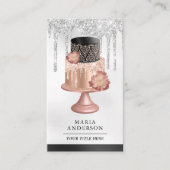 Black Silver Roos Gold Cake Pastry Chef Bakery Visitekaartje (Voorkant)