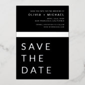 Black Silver Save the Date Elegant Modern Folie Uitnodiging (Voorkant)