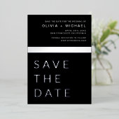 Black Silver Save the Date Elegant Modern Folie Uitnodiging (Staand Voorkant)