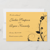 Black Silver Save the Date Invitation Floral Gold (Voorkant)