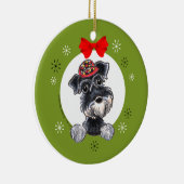 Black Silver Schnauzer-kerstkast Keramisch Ornament (Rechts)