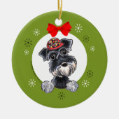 Black Silver Schnauzer-kerstkast Keramisch Ornament (Voorkant)