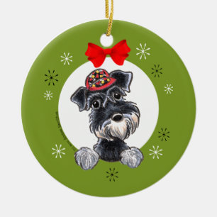 Black Silver Schnauzer-kerstkast Keramisch Ornament