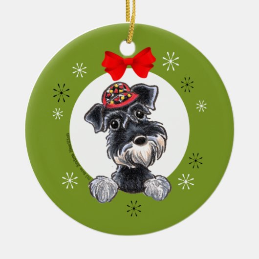 Black Silver Schnauzer-kerstkast Keramisch Ornament (Voorkant)