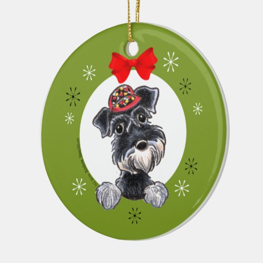 Black Silver Schnauzer-kerstkast Keramisch Ornament (Links)