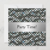 Black Silver Sequins Verjaardagsfeestje Kaart (Voorkant)