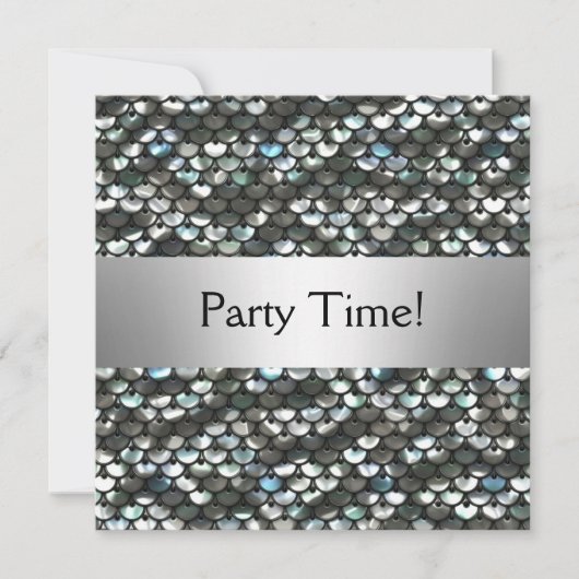 Black Silver Sequins Verjaardagsfeestje Kaart (Voorkant)