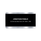 Black Silver Sjabloon Elegant Modern Glamour Etiket (Voorkant)