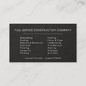 Black Silver Slate Stone Building Construction  Visitekaartje (Achterkant)