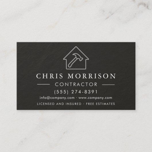 Black Silver Slate Stone Building Construction  Visitekaartje (Voorkant)