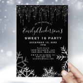 Black Silver Snow Ice Lights Winter Sweet 16 Kaart