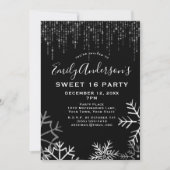 Black Silver Snow Ice Lights Winter Sweet 16 Kaart (Voorkant)