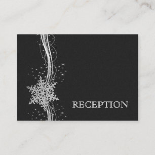 Black Silver Snowflakes bruiloft uitnodiging Informatiekaartje