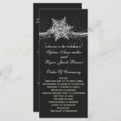 Black Silver Snowflakes trouwprogramma's lengte Programmakaart (Voorkant / Achterkant)