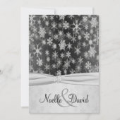 Black, Silver Snowflakes Wedding Invite Kaart (Voorkant)
