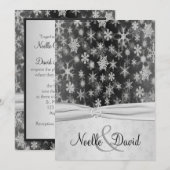 Black, Silver Snowflakes Wedding Invite Kaart (Voorkant / Achterkant)