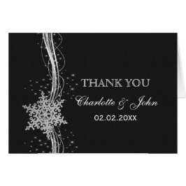 Black Silver Snowflakes Winter bruiloft Bedankt