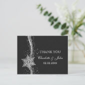 Black Silver Snowflakes Winter bruiloft Bedankt Briefkaart (Staand voorkant)
