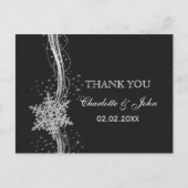 Black Silver Snowflakes Winter bruiloft Bedankt Briefkaart (Voorkant)
