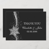 Black Silver Snowflakes Winter bruiloft Bedankt Kaart (Voorkant / Achterkant)