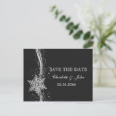 Black Silver Snowflakes Winter save the Date Aankondigingskaart (Staand voorkant)