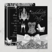 Black Silver Sparkle Bow Bachelorette Kaart (Voorkant / Achterkant)
