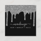 Black Silver Sparkle Glitter drukt luxe op Vierkante Visitekaartje (Voorkant)