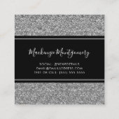 Black Silver Sparkle Glitter drukt luxe op Vierkante Visitekaartje (Achterkant)