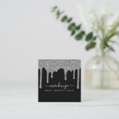 Black Silver Sparkle Glitter drukt luxe op Vierkante Visitekaartje (Staand voorkant)