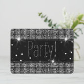 Black & Silver Sparkle Party Lights Verjaardag Kaart (Staand voorkant)