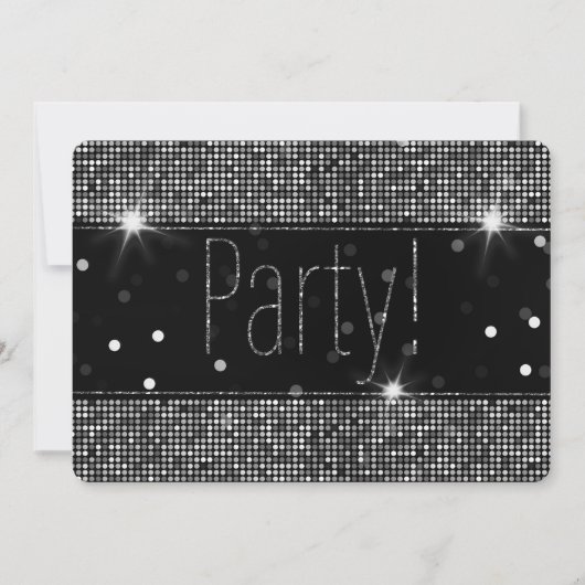 Black & Silver Sparkle Party Lights Verjaardag Kaart (Voorkant)