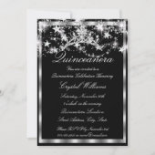 Black Silver Sparkle Tiara Stars Quinceanera Kaart (Voorkant)