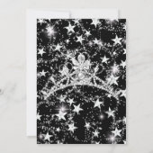 Black Silver Sparkle Tiara Stars Quinceanera Kaart (Achterkant)