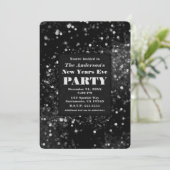 Black Silver Sparkling Lights Nieuwjaarsfeest Kaart (Staand voorkant)