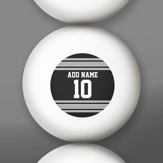 Black Silver Sports Jersey met Jouw naam en nummer Pingpongbal