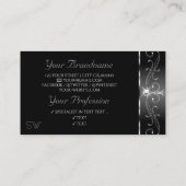 Black Silver Squiggles Sparking Diamonds Monogram Visitekaartje (Achterkant)